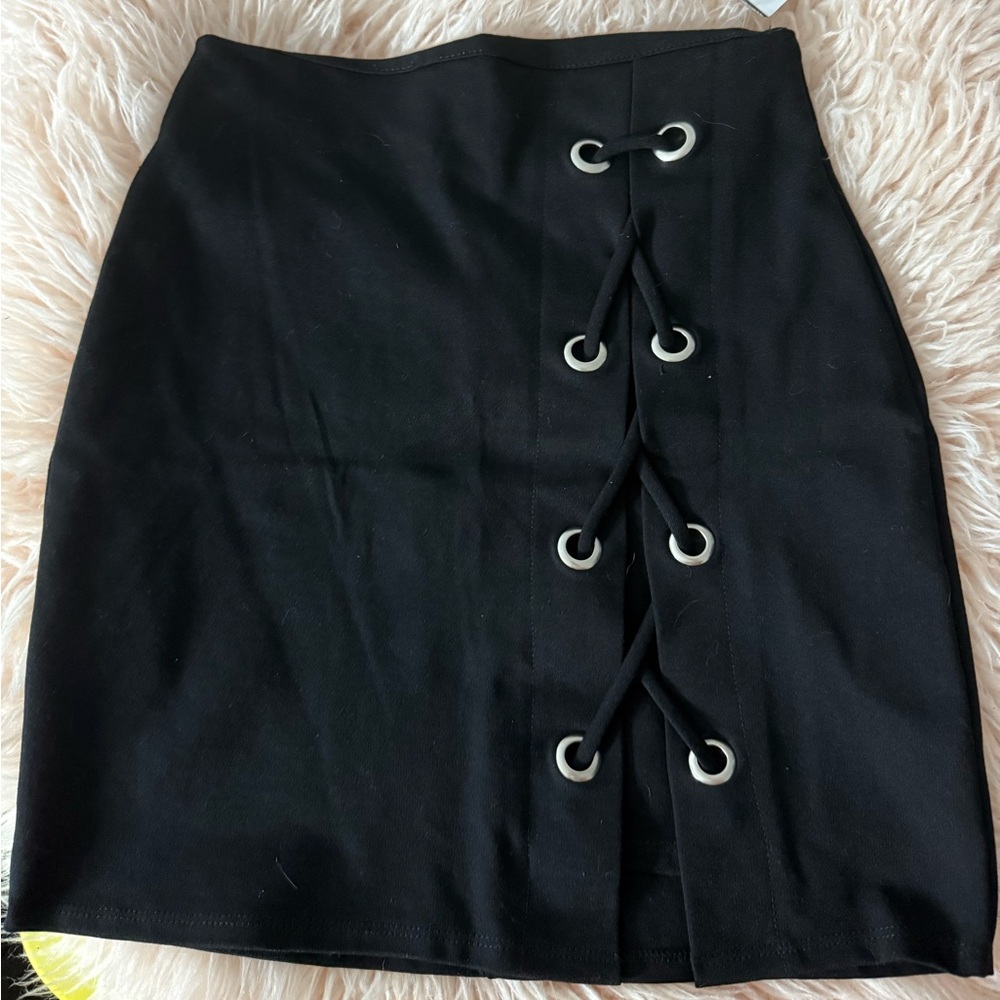 Windsor Black Lace-Up Mini Skirt